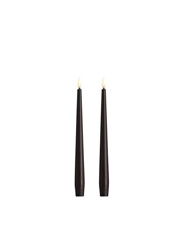 Moods & More LED taper candle - Slim - Charcoal - 23x250 mm - 2 pcs