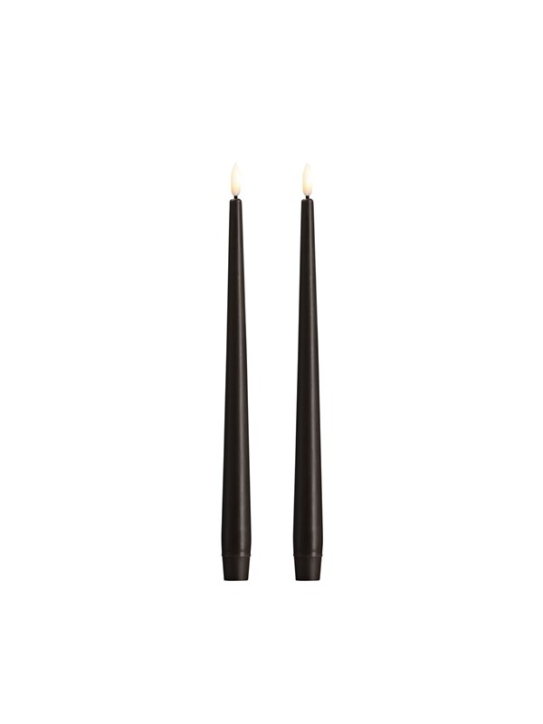 Moods & More LED taper candle - Slim - Charcoal - 23x300 mm - 2 pcs