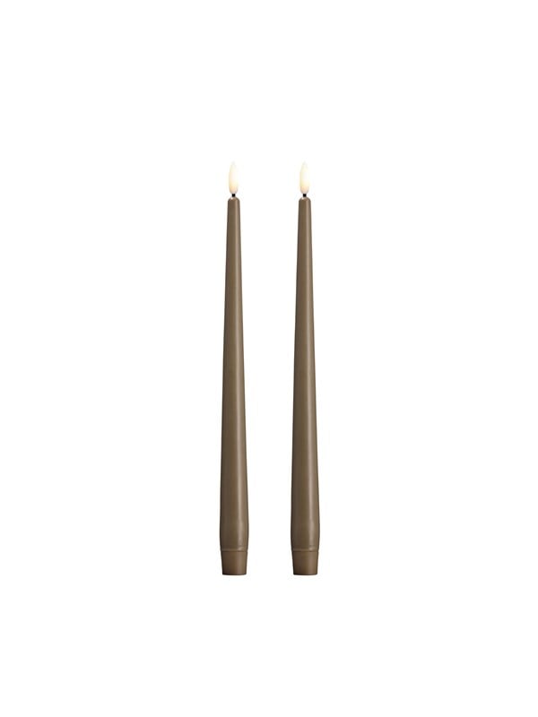 Moods &amp; More LED taper candle - Slim - Dark sand - 23x300 mm - 2 pcs