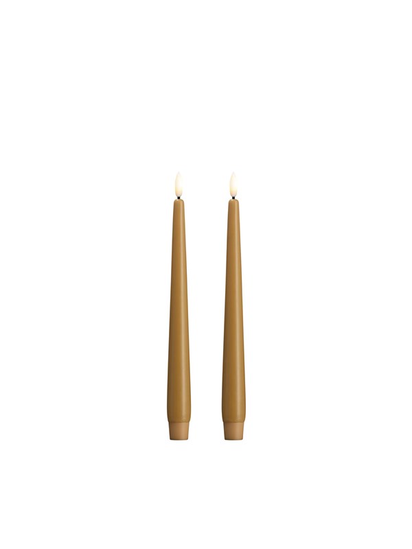 Moods &amp; More LED taper candle - Slim - Honey mustard - 23x250 mm - 2 pcs