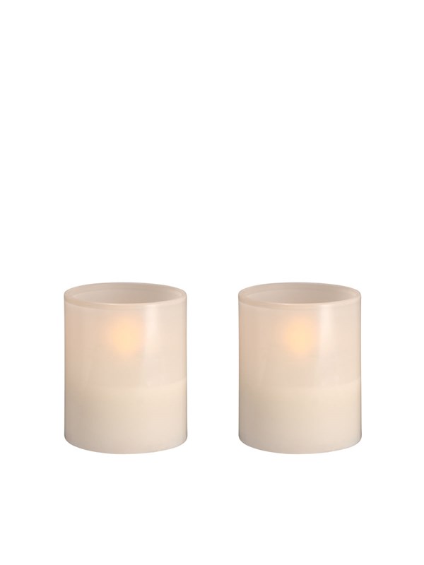 Moods & More LED glass candle - Hurricane - Vanilla - 47x57 mm - 2 pcs