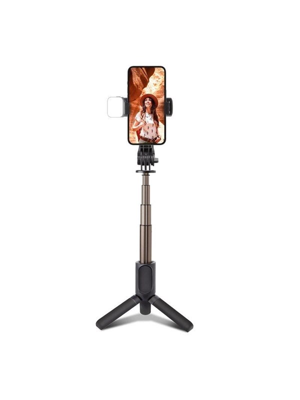 SBS Selfie-stick med stativ och LED-lampa