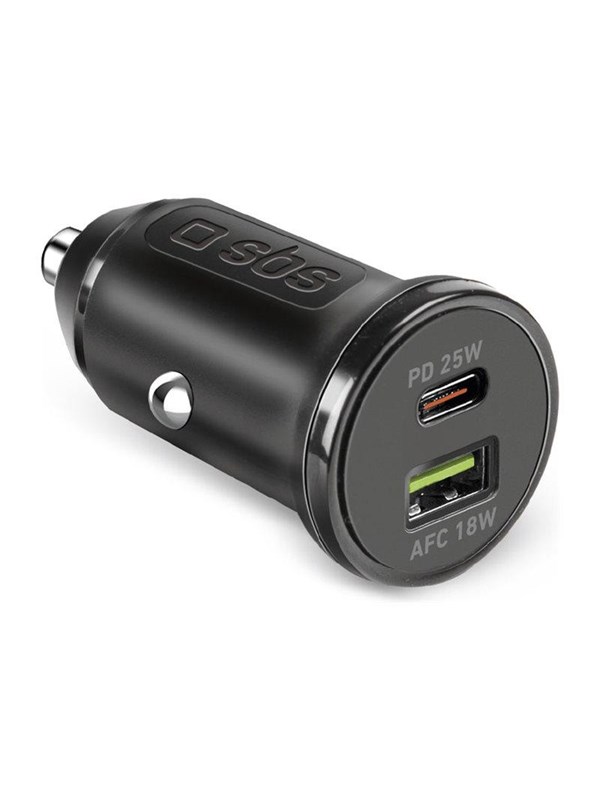 SBS 25W billaddare - ultrasnabb laddning med Power Delivery (PD) - Svart