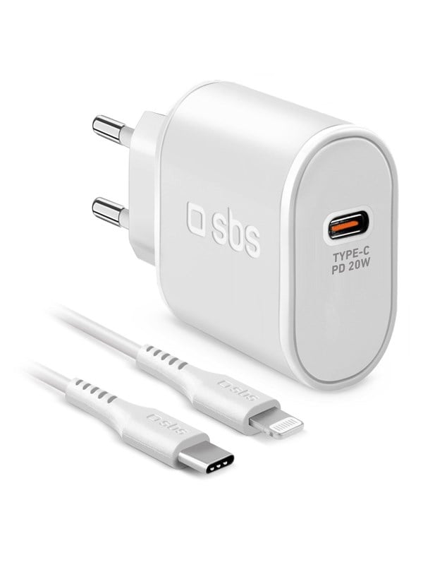 SBS 20W laddare - 1m MFI Lightning kabel - Vit