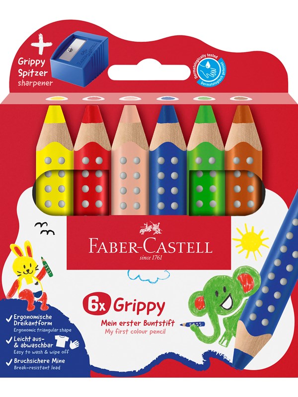 Faber-Castell Colour pencil Grippy 6pcs with sharpener