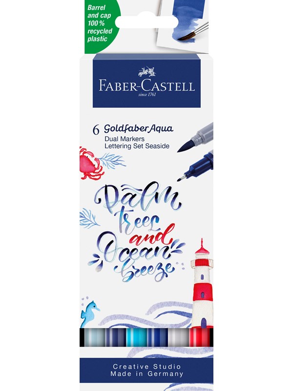 Produktfoto för Faber-Castell 164519, Multifärg, Multifärg, 6 färger, Fin, Pensel / Fin spets, Rund