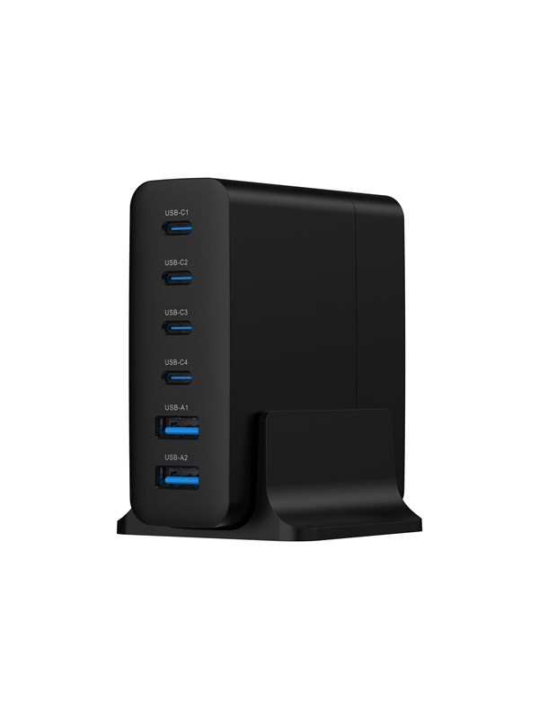 Gembird power adapter - 4 x USB-C 2 x 9 pin USB Type A - 75 Watt
