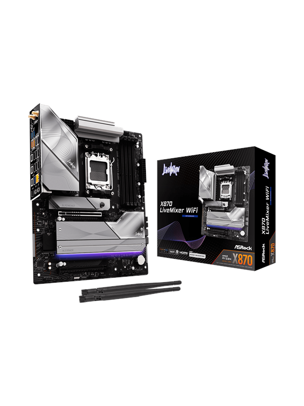ASRock X870 LIVEMIXER WIFI Moderkort - AMD X870 - AMD AM5 - DDR5 RAM - ATX