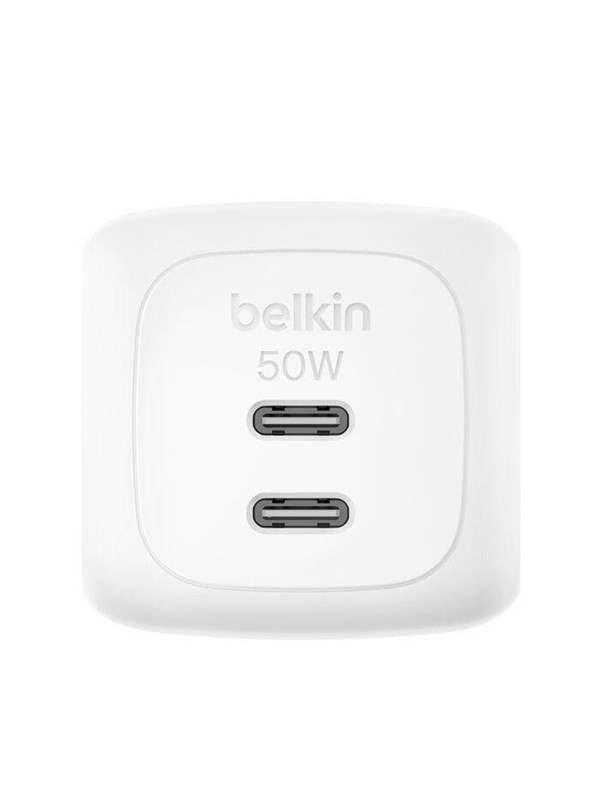 Belkin BoostCharge 50W Dual USB-C PD Wall Charger with PPS - White - Köp för SEK 249 - Spara 37%