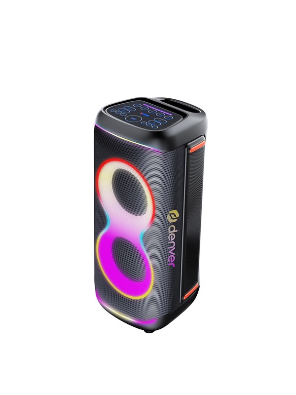 DENVER BPS-370 - Bluetooth Party Speaker with light function &amp; 2 x 6.5" woofers - Black