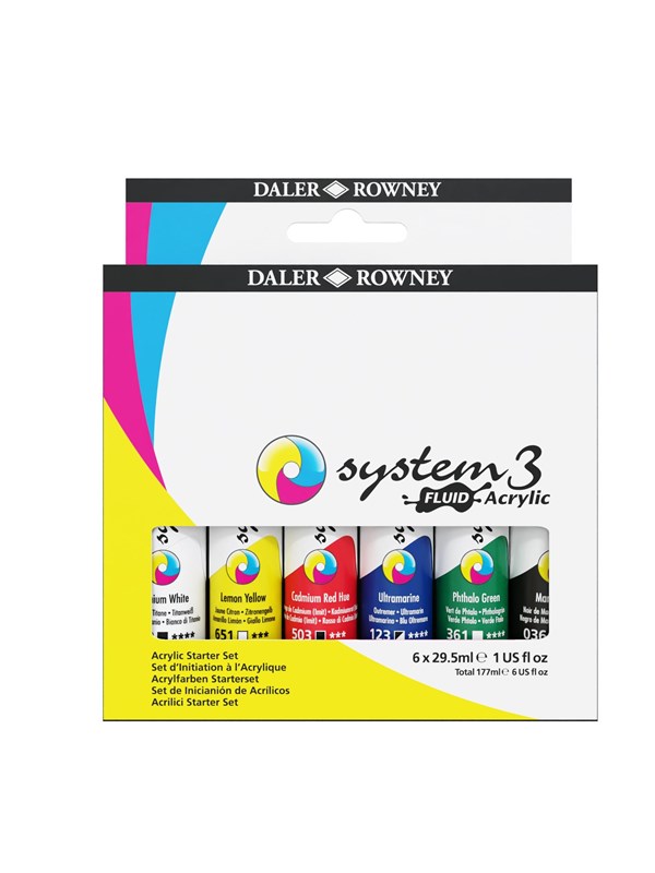 Daler-Rowney System3 Fluid Acrylic Starter Set 6x29.5 ml - Köp för SEK 217 - Spara 28%