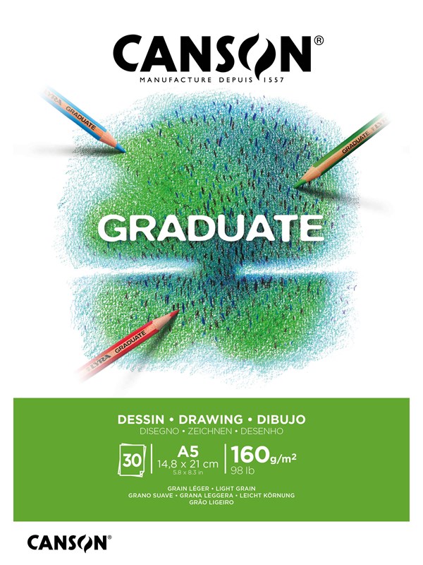 Canson Graduate White Drawing Pad A5 160G 30 SH