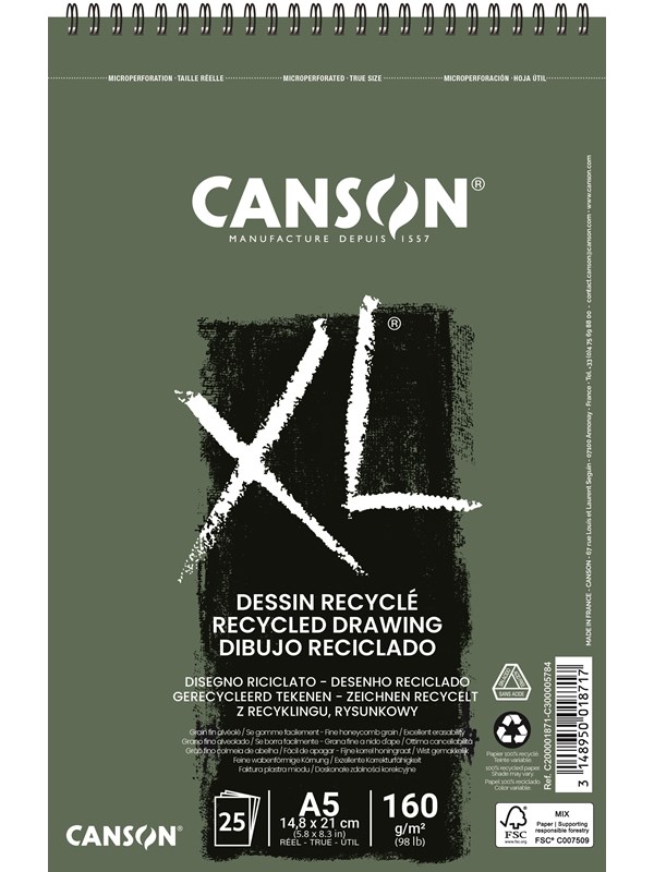 Canson XL Recyclé FG A5 160G Spiral 25 SH