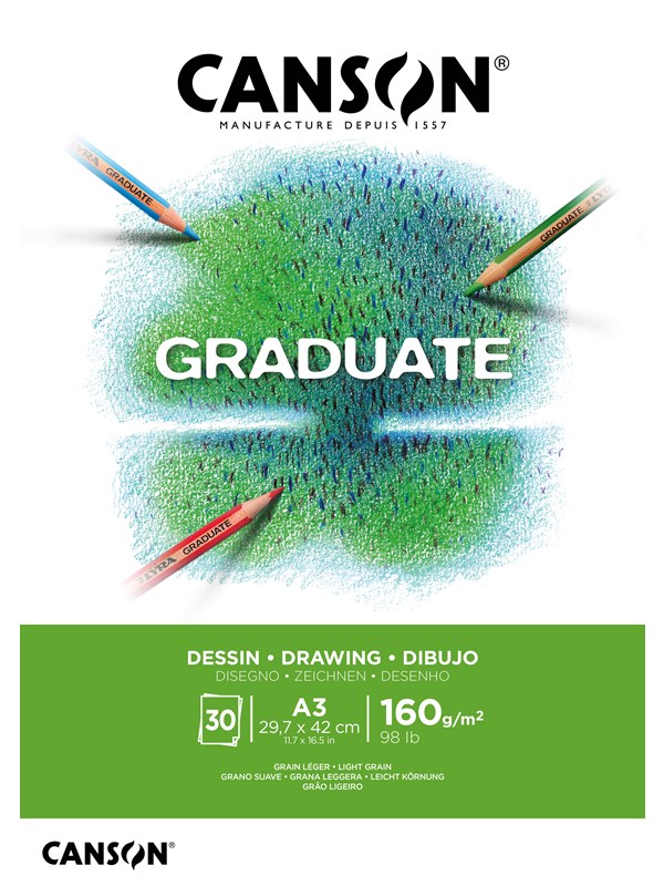 Canson Graduate White Drawing Pad A3 160G 30 SH