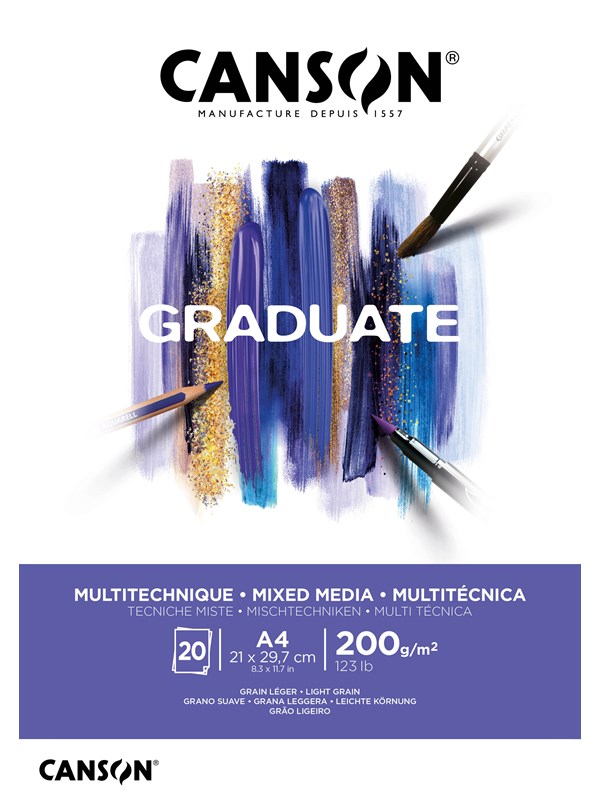 Canson Graduate Mixed Media Pad A4 200G 20 SH