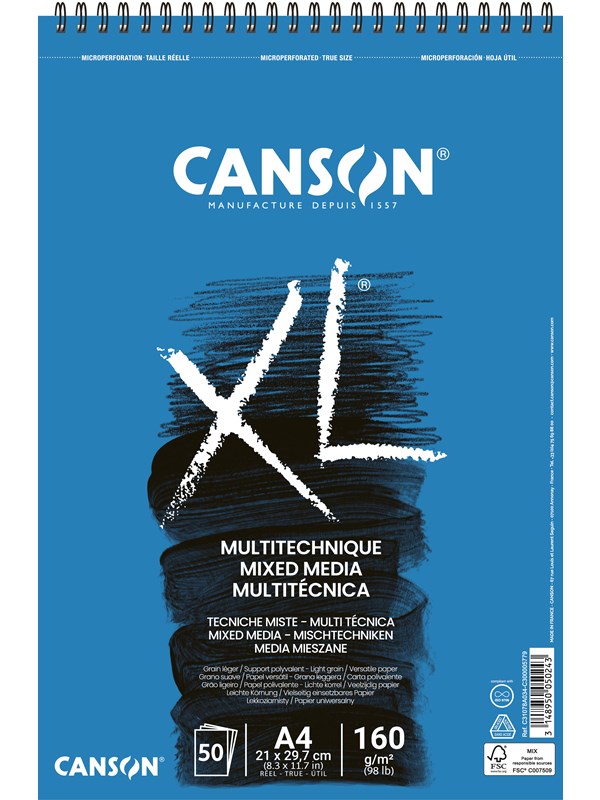 Canson XL Mixed Media Spiral A4 160G 50 SH