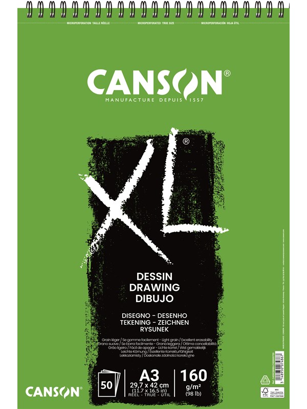 Canson XL Dessin LG A3 160G Spiral 50 SH