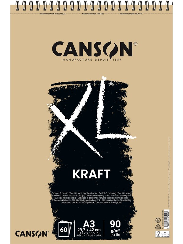 Canson XL Kraft LD A3 90G Spiral 60 SH