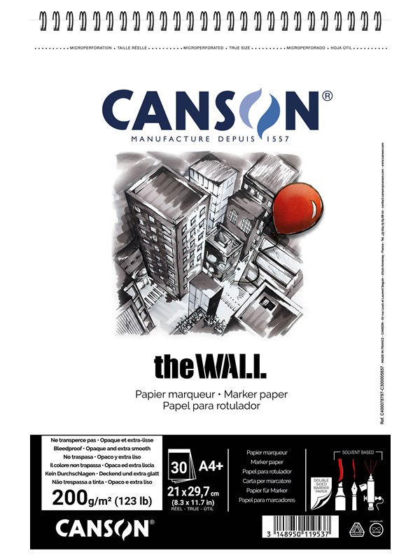 Canson The Wall A4+ 220G Spiral Pad 30 SH