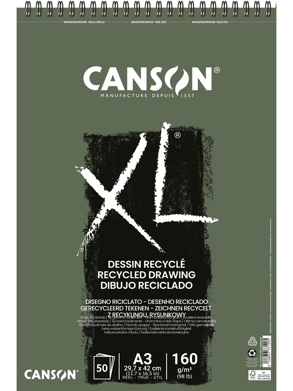 Canson XL Recyclé FG A3 160G Spiral 50 SH
