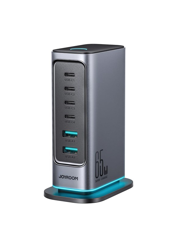 Produktfoto för Joyroom 6 i 1 65W GaN Multi USB-laddare 4 USB-C & 2 USB-A