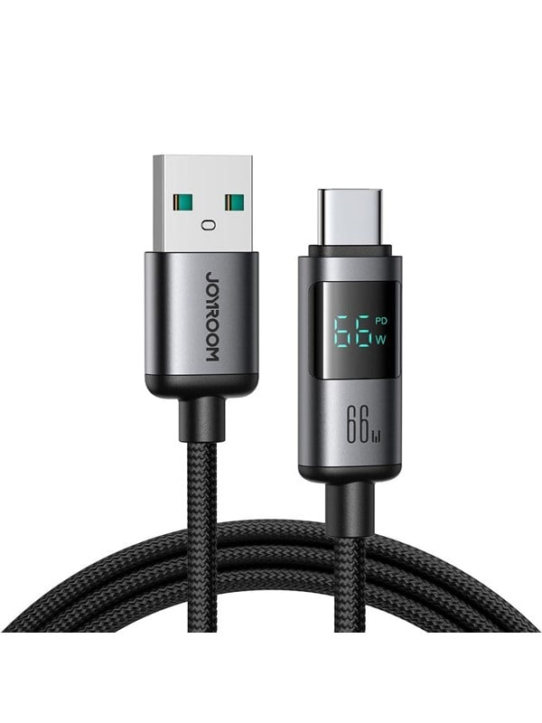 Produktfoto för Joyroom USB-A till USB-C snabbladdningskabel med display, 66W, 1,2m