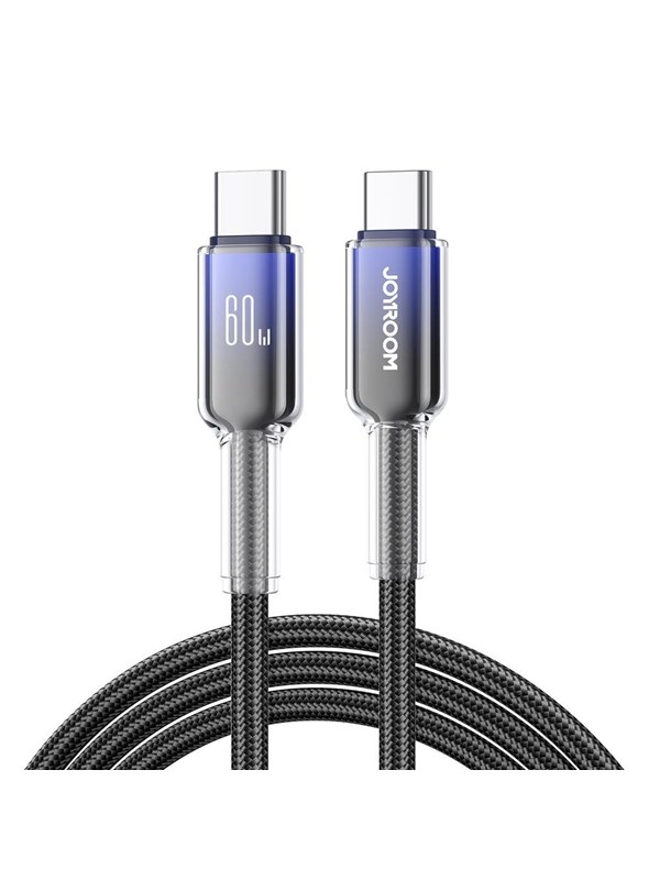 Produktfoto för Joyroom USB-C till USB-C-kabel Snabbladdning 60W, 1,2m - Svart/lila