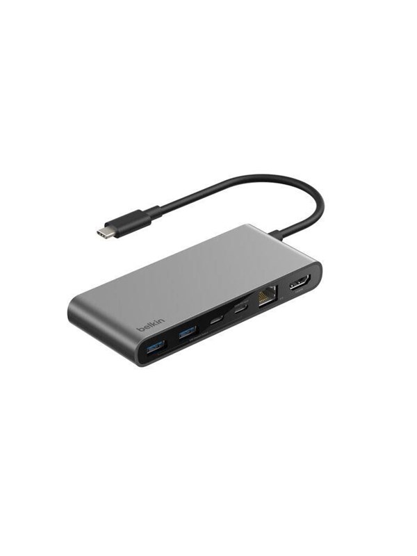 Belkin Connect 8-in-1 USB-C Hub with Dual USB-C Ports - Silver