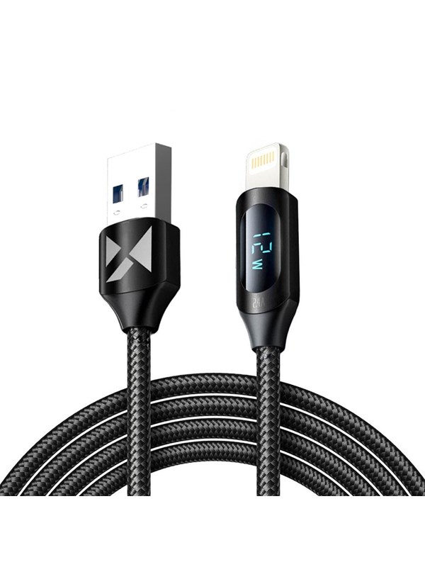 Wozinsky USB-A Cable - Lightning  WUALC2 with LED Display 2.4A 2m - Black