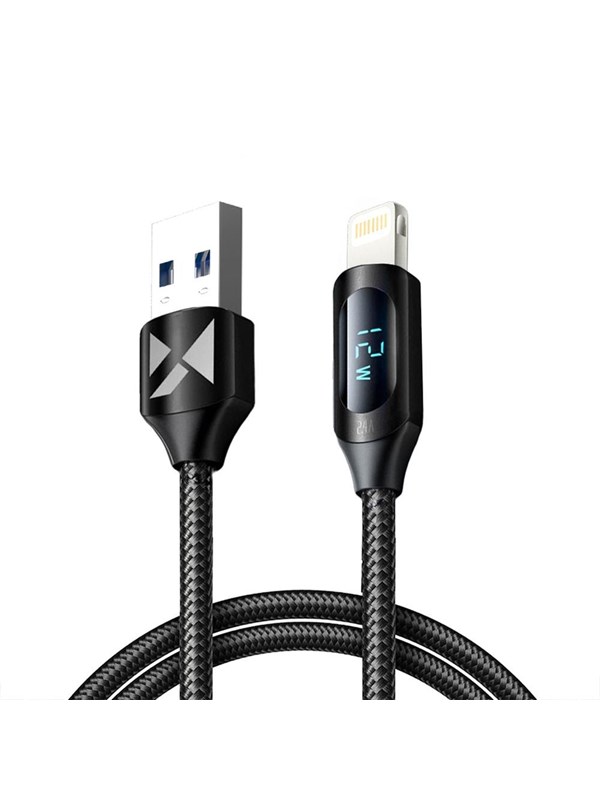 Wozinsky USB-A Cable - Lightning  WUALC1 with LED Display 2.4A 1m - Black