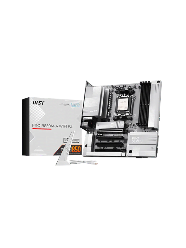 MSI PRO B850M-A WIFI PZ Moderkort - AMD B850 - AMD AM5 - DDR5 RAM - Micro-ATX (Project Zero)