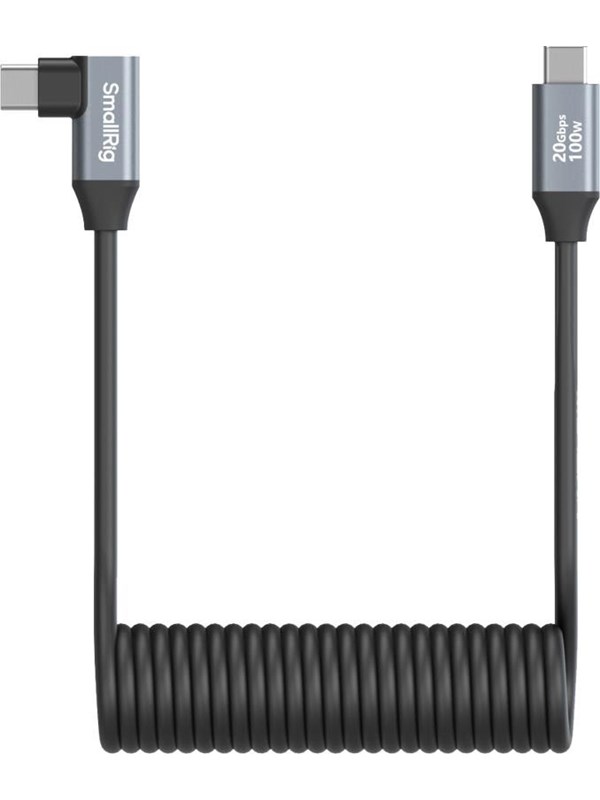 SmallRig 4792 USB-C Straight to USB-C Angled Coiled Data Cable