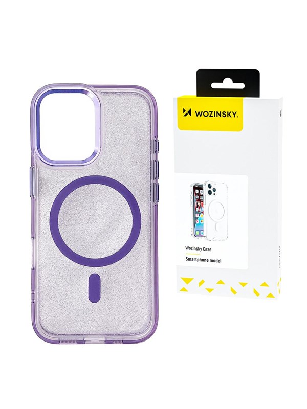 Wozinsky Glitter Case with Mag Safe for Samsung Galaxy S25 - Purple with Glitter