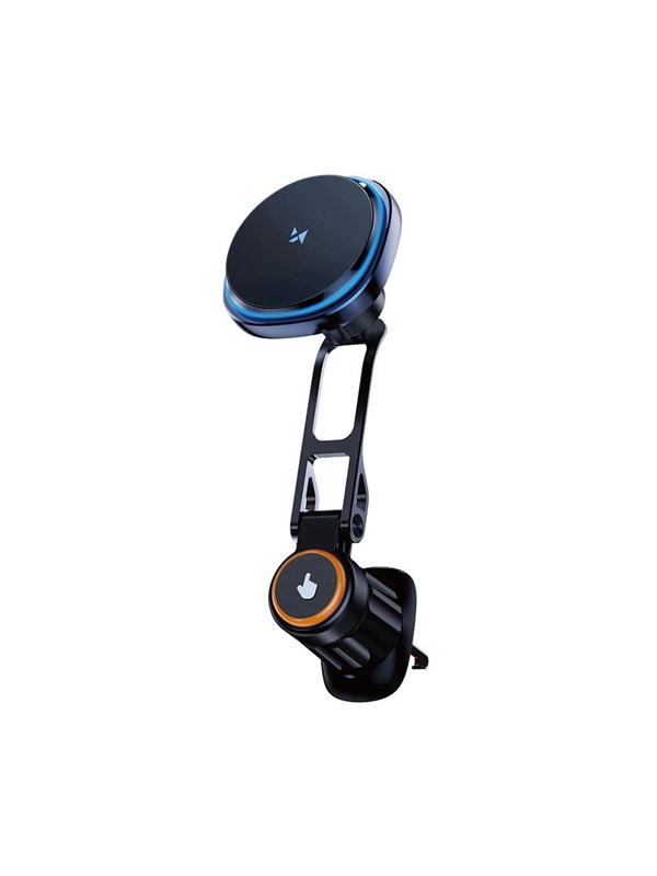Wozinsky WCT5-6S2Y Car Mount with Qi/MagSafe Induction Charger 15W with Air Vent Grille Fan - Black