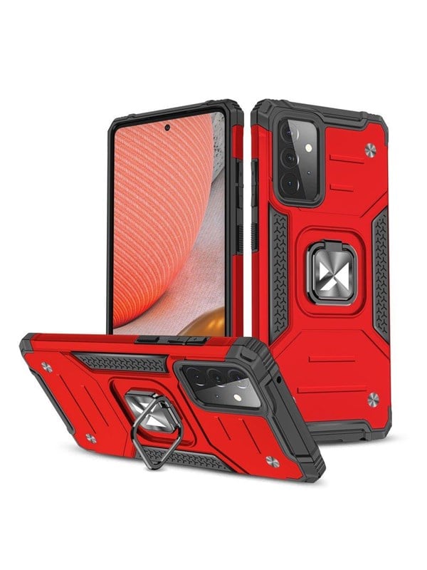 Wozinsky Ring Armor Armored Hybrid Case Cover + Magnetic Holder for Samsung Galaxy A72 4G Red