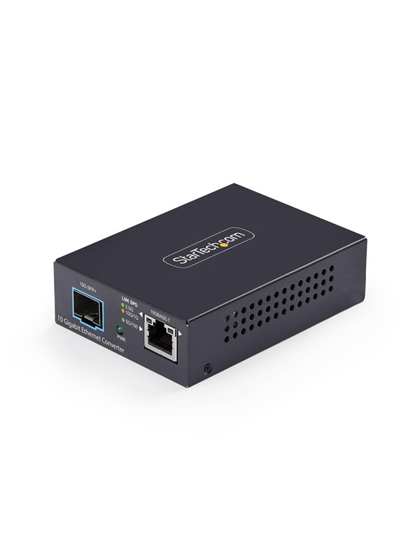 StarTech.com MCM10G6SSFP 10GbE Multi-Gigabit Open SFP+ Fiber Media Converter Standalone 10 Gigabit Ethernet RJ-45 to 10GBASE-X SFP+ Single-Mode / Multi-Mode 16K Jumbo Frames - TAA
