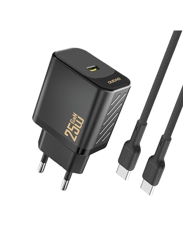 Dudao A27CEU PD 25W GaN SB-C AC Charger with USB-C Cable - Black