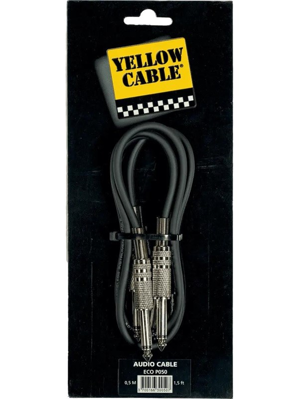 Yellow Cable P050 - 2 x 1/4" Jack/Jack patchkabel 50 cm.