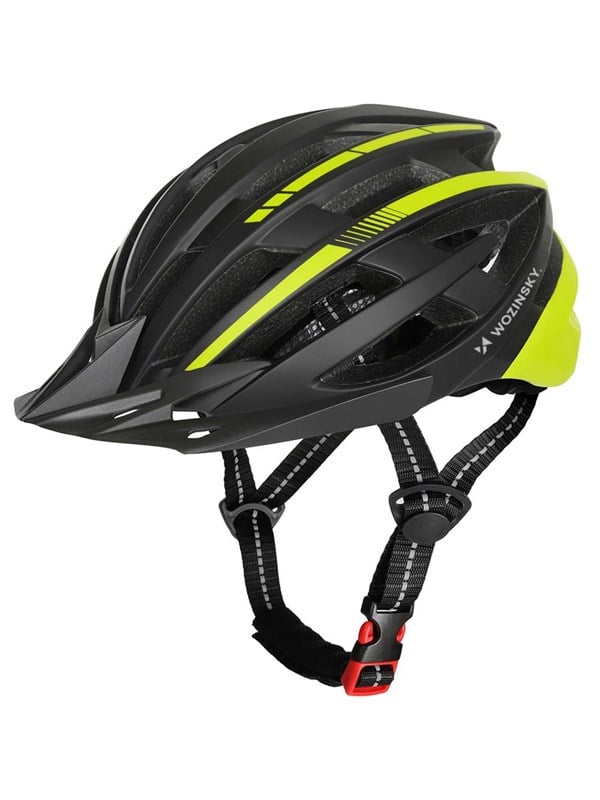 Wozinsky MTB Bicycle Helmet with Detachable Visor and USB Rear Light 57-62 cm - Black & Yellow