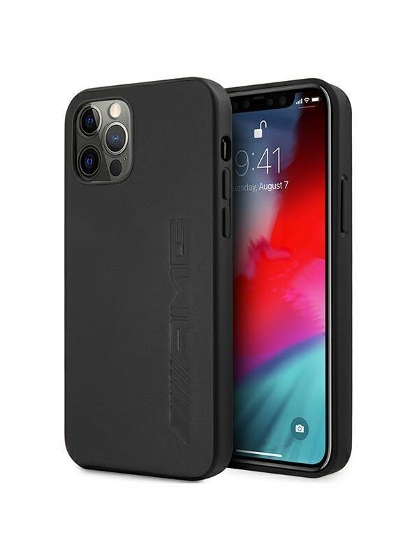 Mercedes AMG Leather Hot Stamped Case for iPhone 12 Pro Max - Black