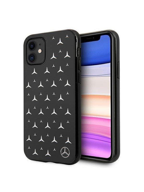 Mercedes Silver Stars Pattern Case for iPhone 11 / Xr - Black