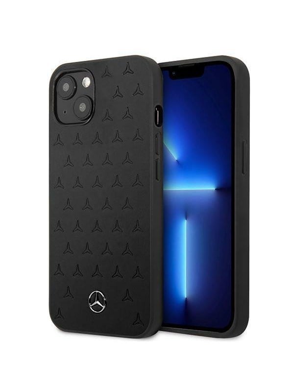 Mercedes Leather Stars Pattern Case for iPhone 13 mini - Black