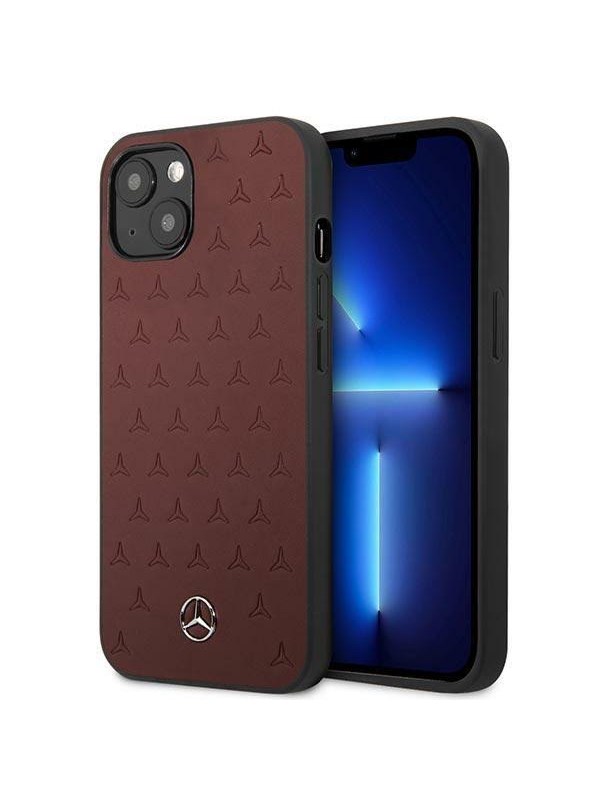 Produktfoto för Mercedes Läder Stars Pattern Skal iPhone 13 Mini - Röd
