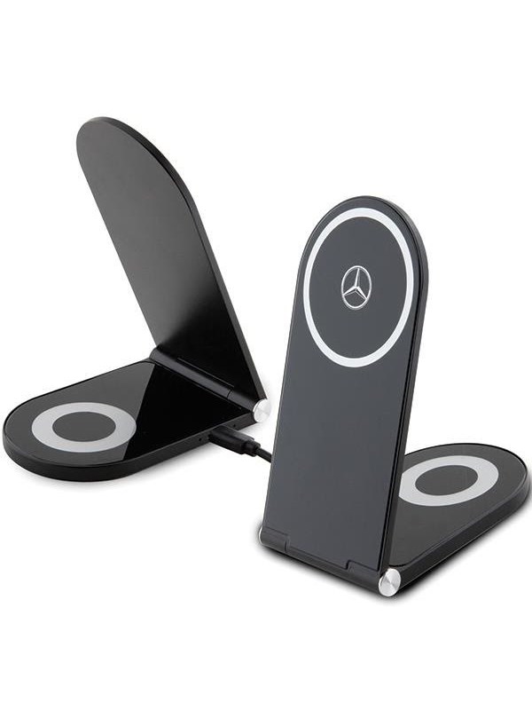 Mercedes  Silver Stars MagSafe Foldable Induction Charger 2in1 15W - Black