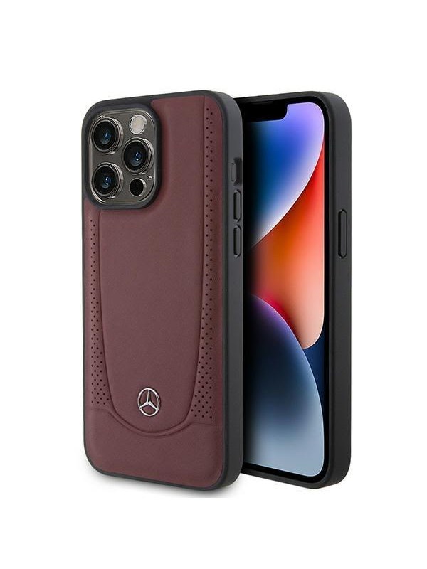 Produktfoto för Mercedes iPhone 15 Pro Mobilskal Läder Urban - Röd