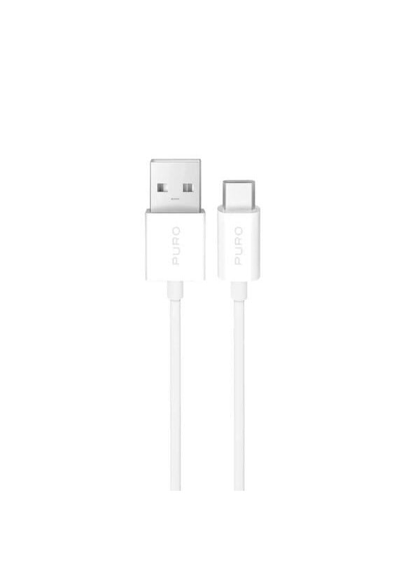 Produktfoto för Puro USB-A - USB-C 10W Kabel 3m TPE - Vit