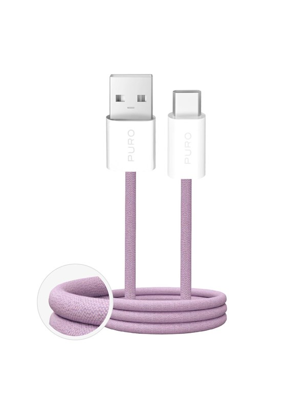 Puro Fabrik 2.0 10W USB-A - USB-C Braided Cable 1.5 m - Pink
