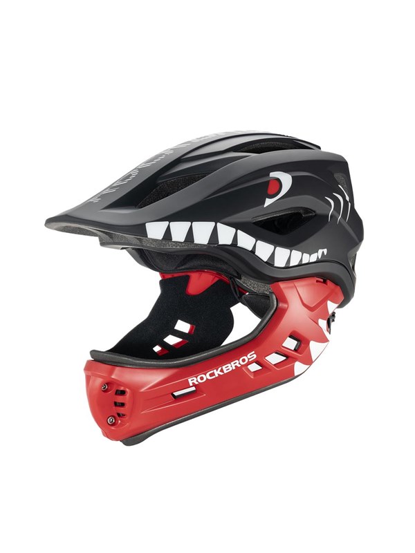 Rockbros TT-32005 Shark Children's Bike Helmet with Detachable Jaw Size M (54-58) - Black