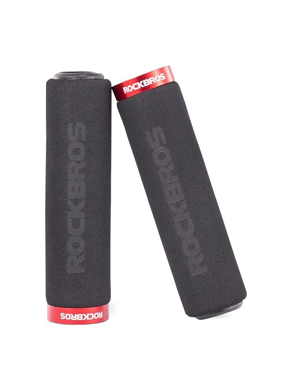 Rockbros BT1001BKRD sponge bicycle handlebar grips - black and red