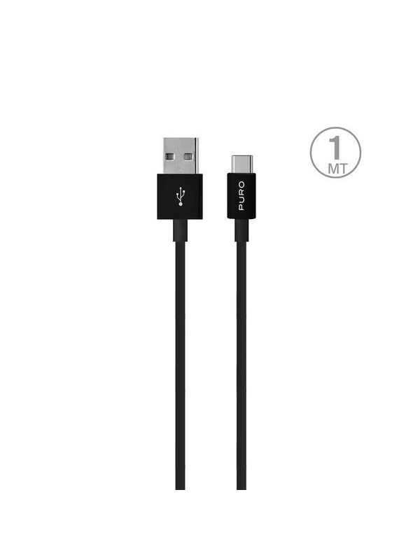 Puro White USB-A USB-C 1m Cable - Black